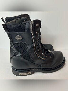 Harley-Davidson Black Side-Zip Lace Boots